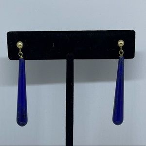 Brilliant blue lapis elongated teardrop earrings